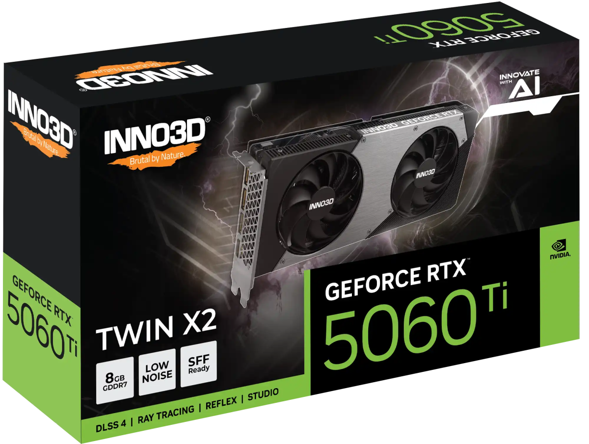 INNO3D GeForce RTX 5060 Ti TWIN X2 8GB GDDR7 Graphic Card | N506T2 - 08D7 - 193075N - 888630770073 - 5 - Vektra Computers LLC INNO3D GeForce RTX 5060 Ti TWIN X2 8GB GDDR7 Graphic Card | N506T2 - 08D7 - 193075N - 888630770073 - 5 - Vektra Computers LLC